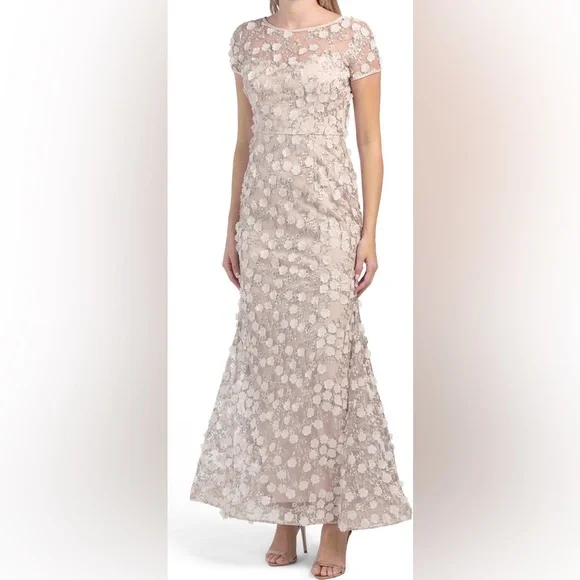 Xscape 3D Flower Gown - Blush Multi - Size 4